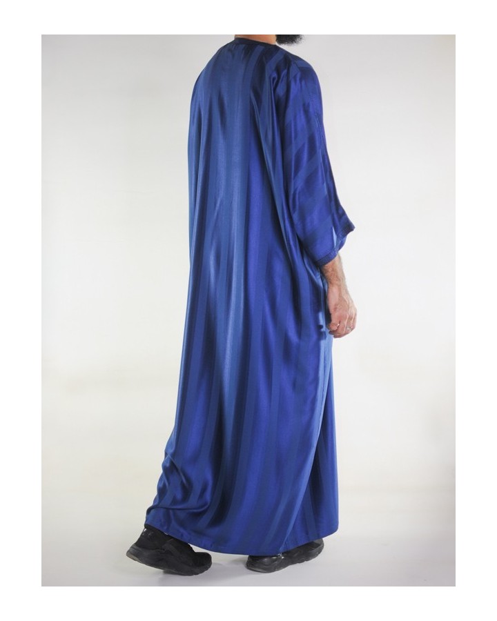 Gandoura Jawhara marocchino - Blu navy / Ricamo tono su tono