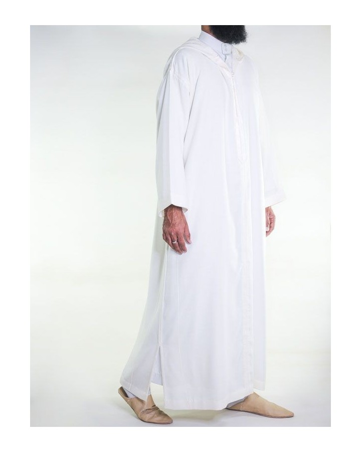 Djellaba marocaine en mousseline - Blanc cassé