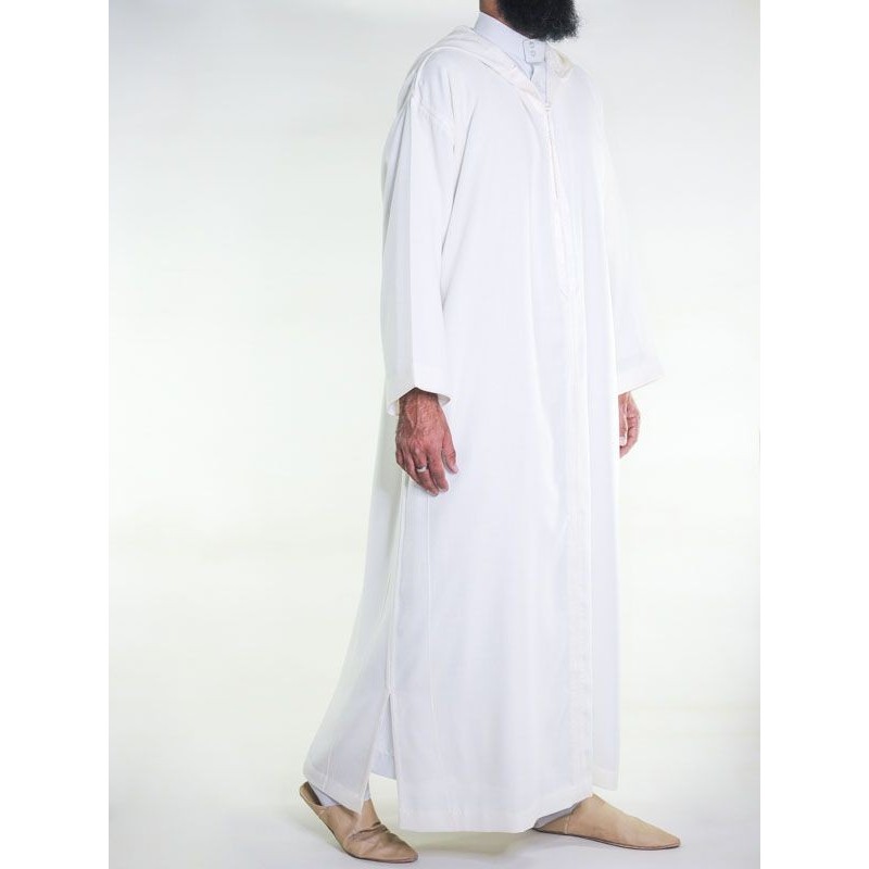 Djellaba marocaine en mousseline - Blanc cassé