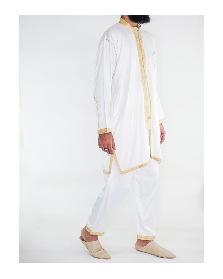 Jabador homme 2 Pièces - Blanc cassé et doré
