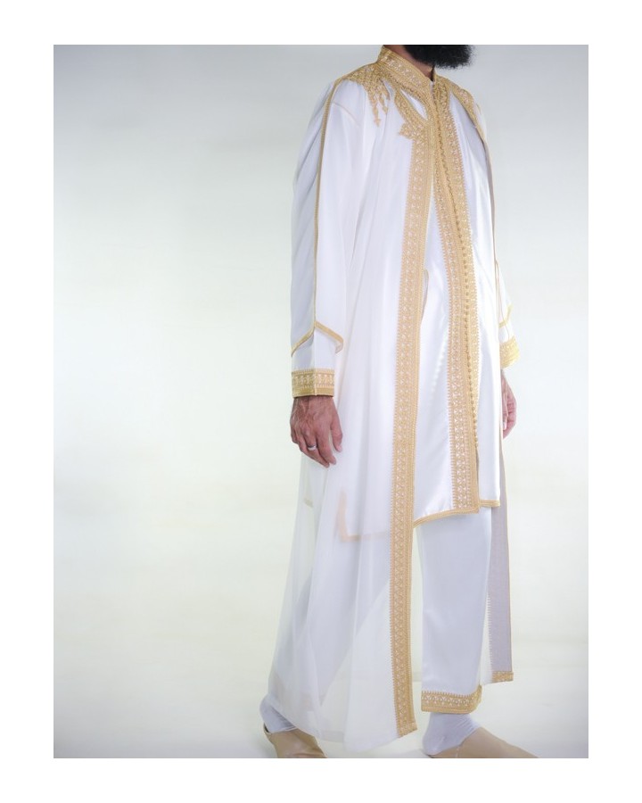 3-delad Jabador för män - Offwhite och guld