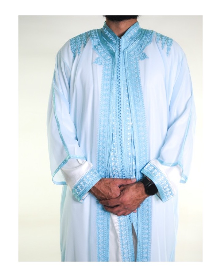 Jabador homme 3 Pièces - Blanc cassé et Bleu cyan