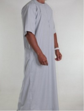 Lysegrå kortærmet linned...