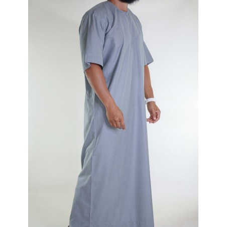 Emirati linen Qamis short sleeves dark grey