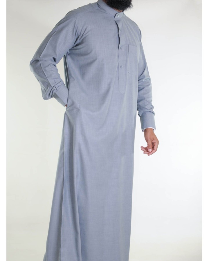 Qamis saoudien en lin - gris foncé