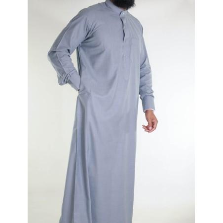 Qamis saoudien en lin - gris foncé