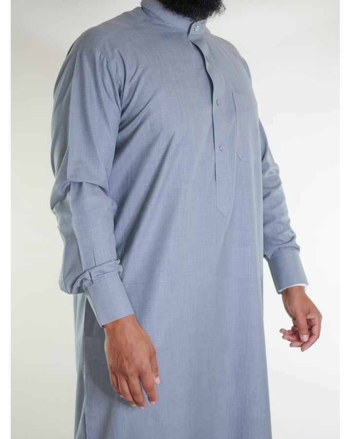 Saudi linen Qamis - dark grey