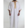 Gandoura marocchino bianco sporco / Ricamo in oro