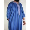 Gandoura marroquí azul marino / Bordado blanco