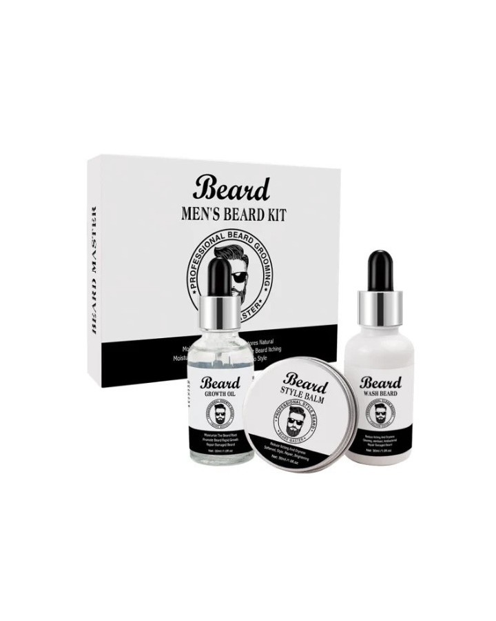 Coffret barbe: huile, shampoing et baume pour barbe