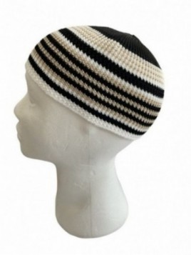 Beige zwarte muts ref8