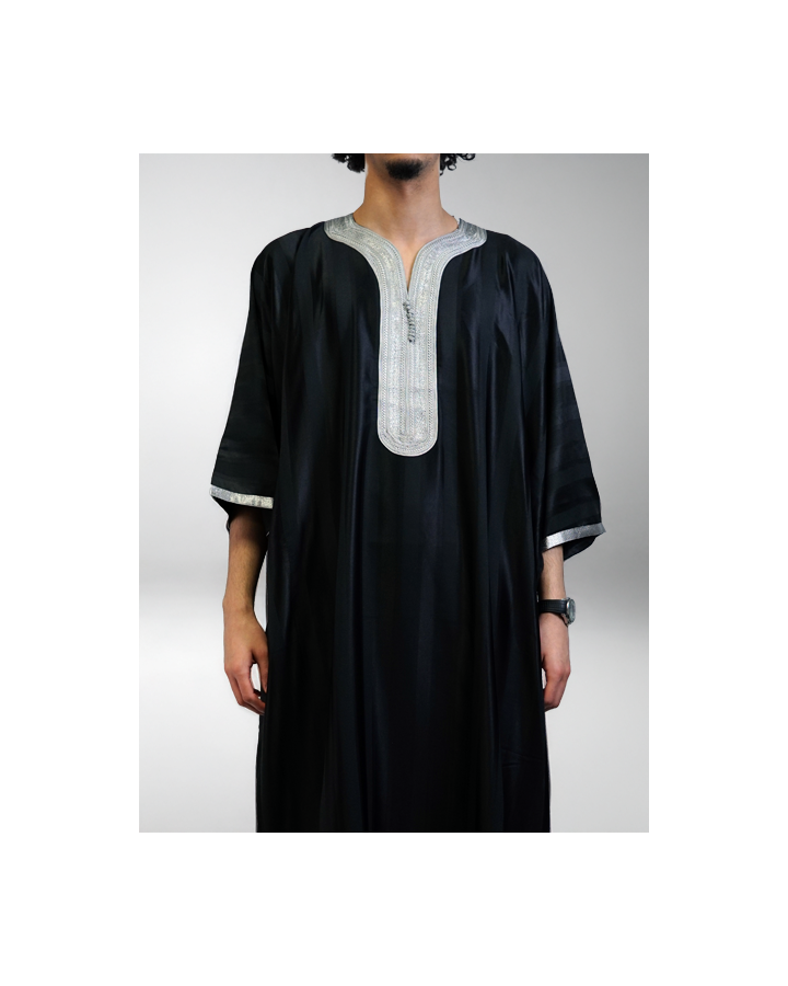 Gandoura marocaine jawhara - Noir/argent