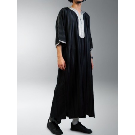 Marokkanische Gandoura Jawhara - Schwarz/Silber