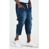 Cargo court jean stretch 9114 bleu brut - Qabail
