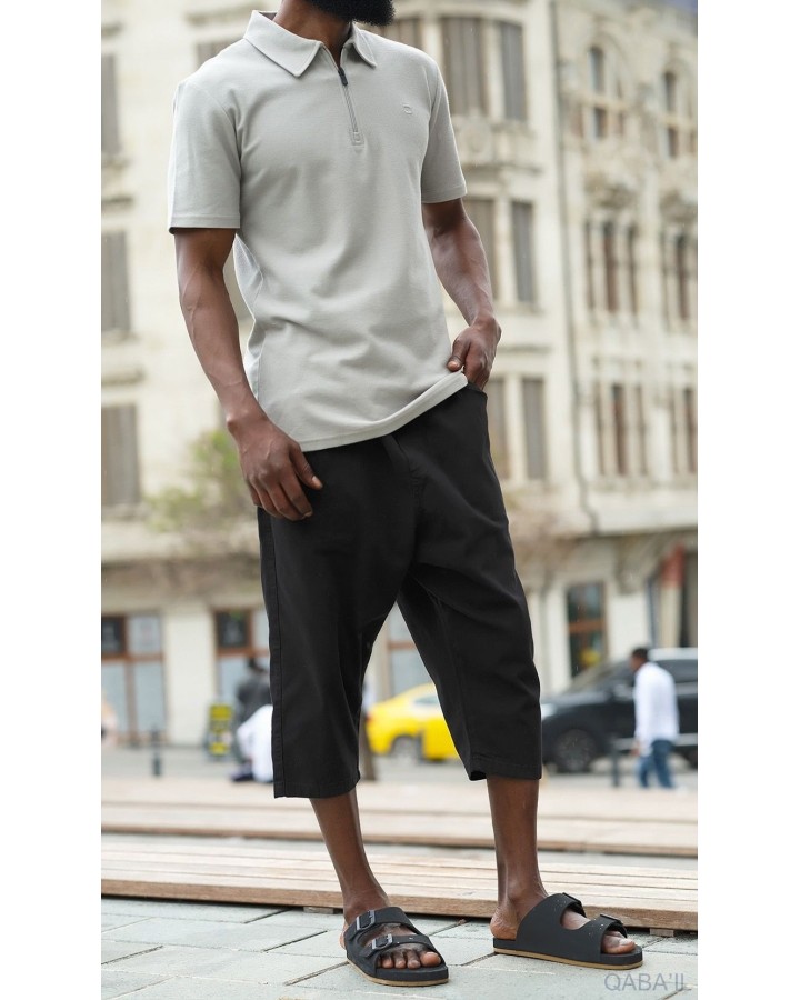 Bermuda coton stretch 5210 Noir - Qabail