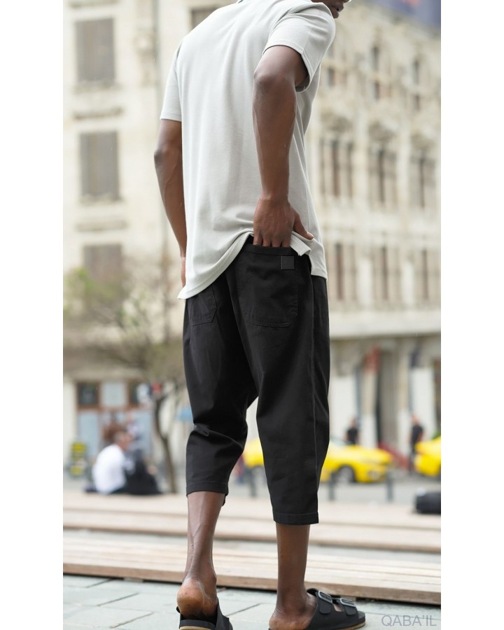 5210 Bermuda in cotone elasticizzato nero - Qabail