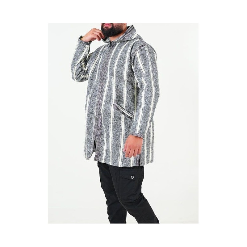 Cappotto in lana berbera - grigio bianco