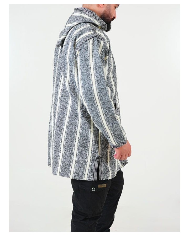 Manteau berbère en laine - gris blanc