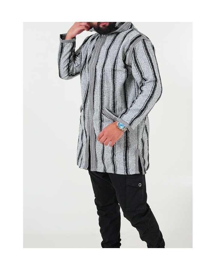 Casaco de lã berbere - preto cinzento
