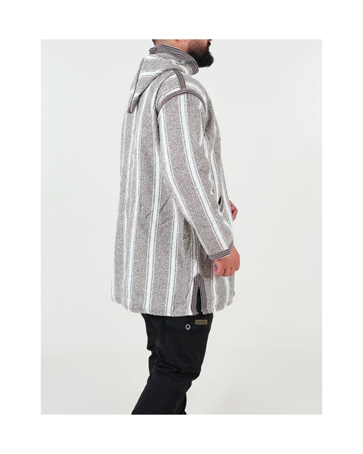 Manteau berbère en laine - marron blanc