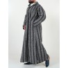 Djellaba marocaine Ouazzania hiver - Gris foncé rayé
