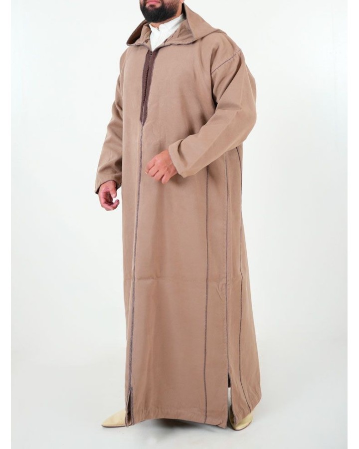 Marokkanische Djellaba aus Kaschmir - hellbeige