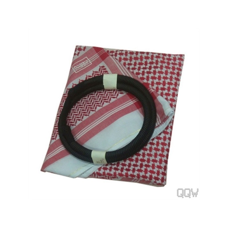 Keffieh saoudien rouge et blanc + Agal noir