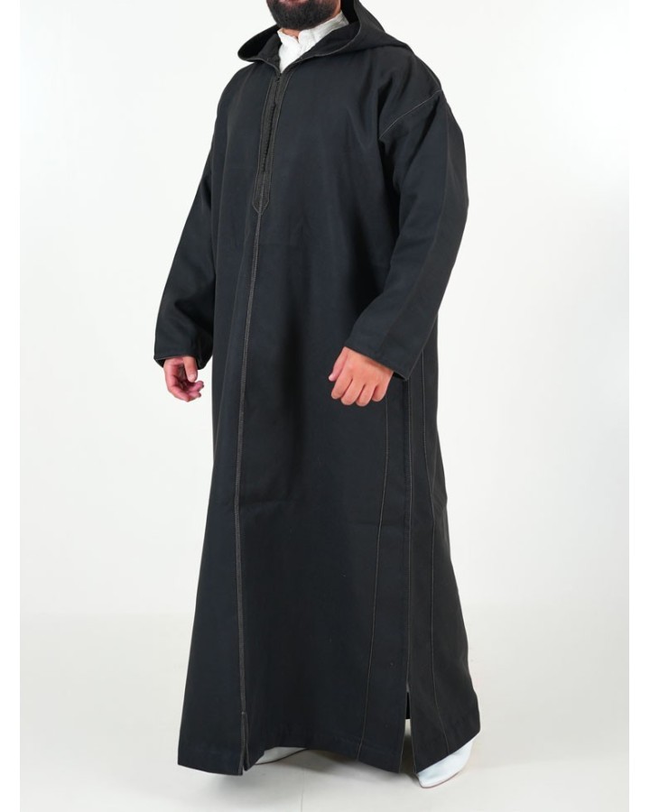 Moroccan Cashmere Djellaba - black