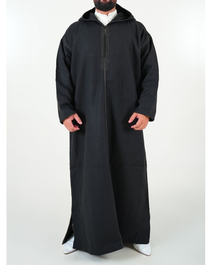 Djellaba marocaine Cachemire - noir