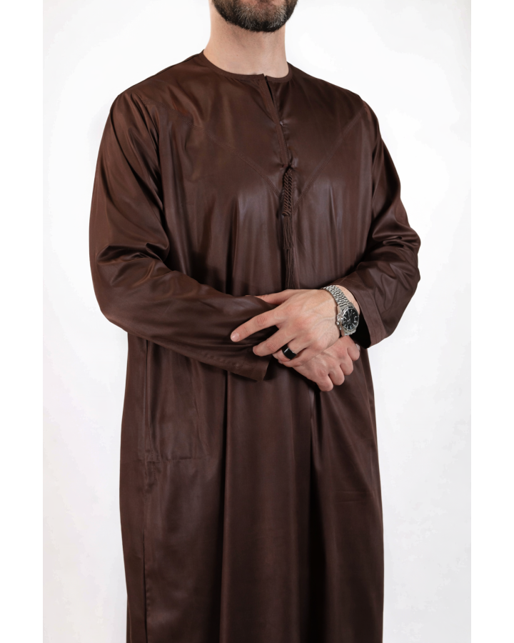 Qamis Emirati Marron - Satiné Precious
