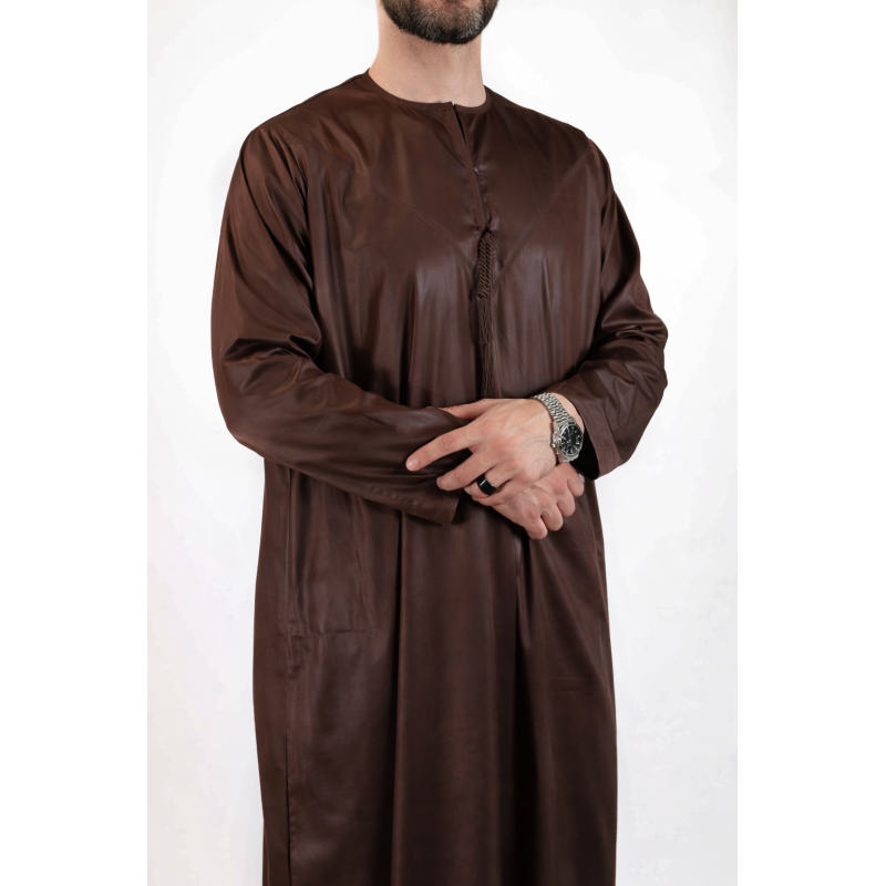 Qamis Emirati Marron - Satiné Precious