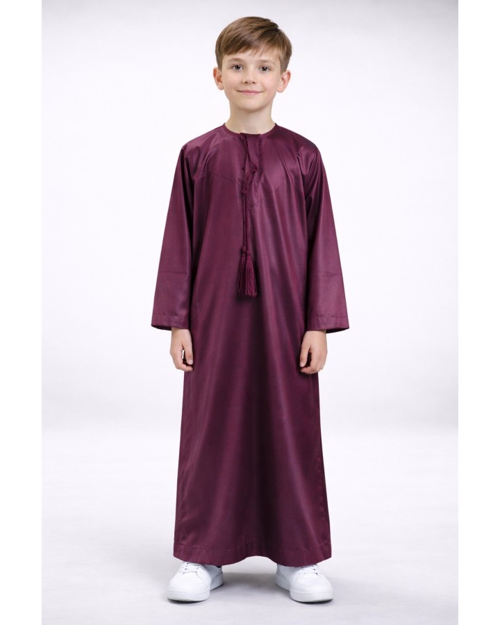 Qamis pentru copii din satin din Emiratele Arabe Unite - prună