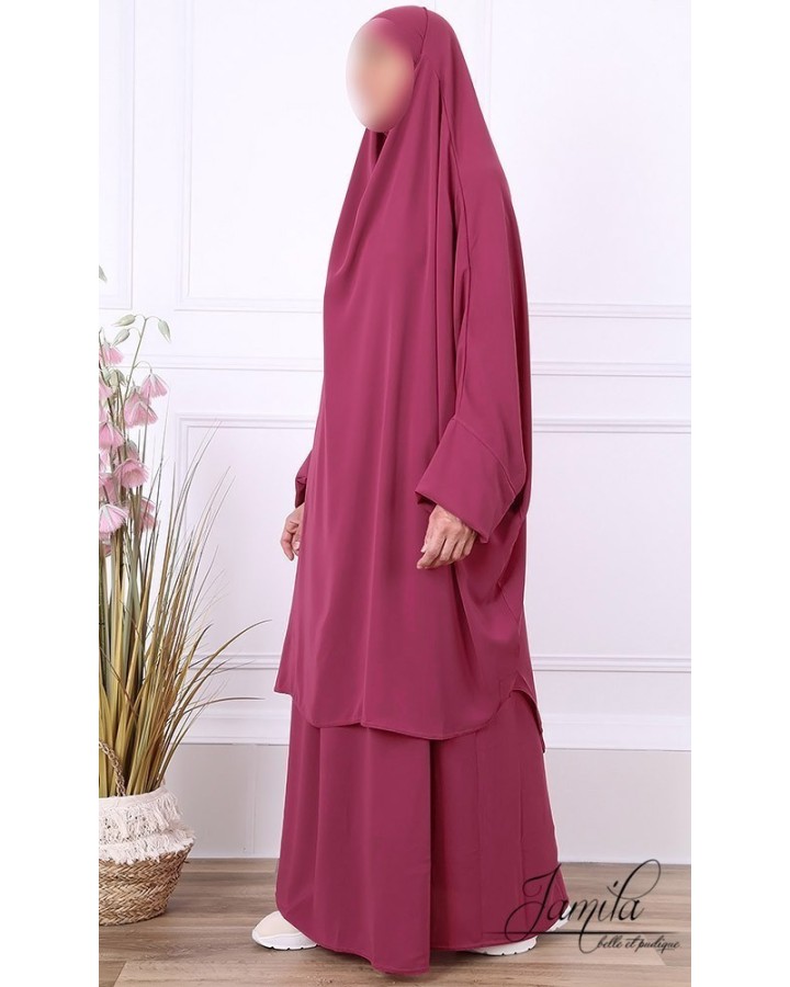 Jilbab 2 pieces skirt Raspberry 2307 - microfiber - Jamila