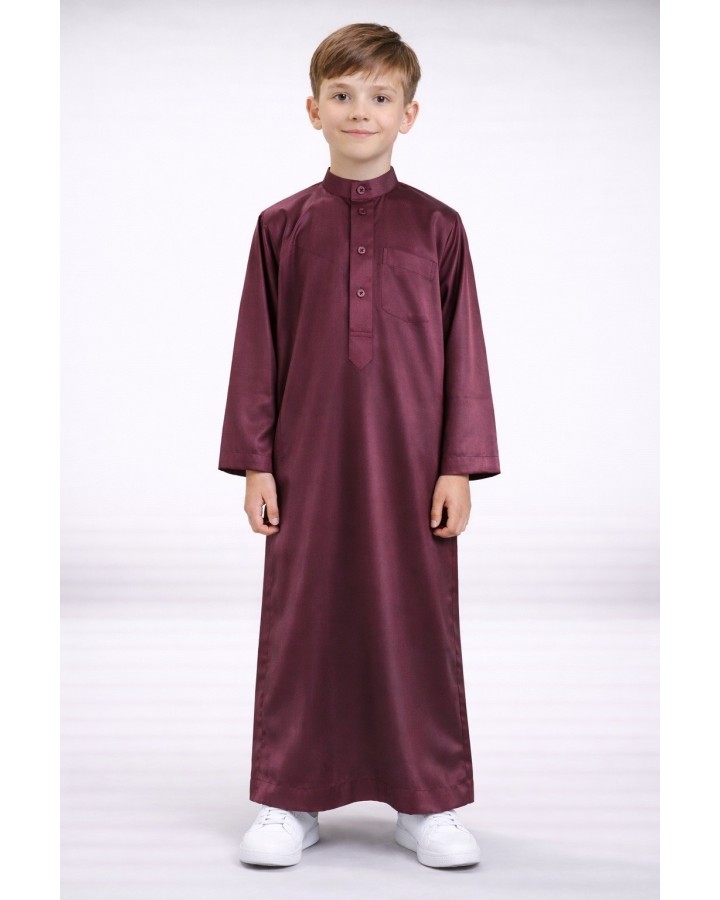 Qamis Enfant saoudien satiné - bordeaux