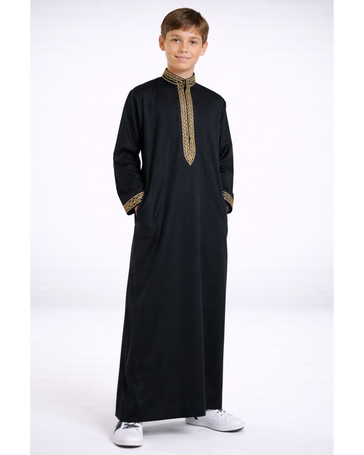 Qamis Sultan enfant - Noir et doré