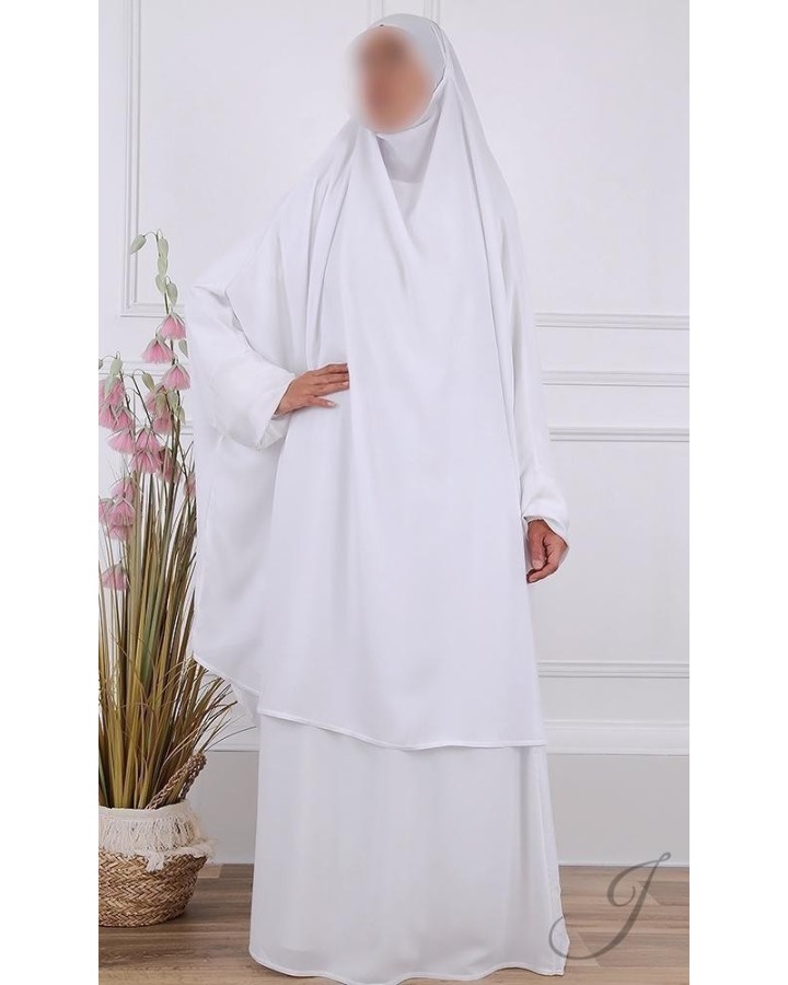 Jilbab 2-teilig Rock Weiß - Mikrofaser - Jamila