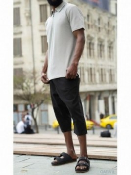 Black stretch denim saroual...