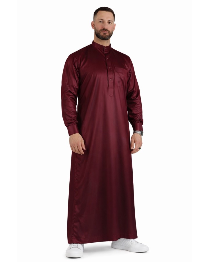 Qamis Saoudien Bordeaux - Satiné Precious