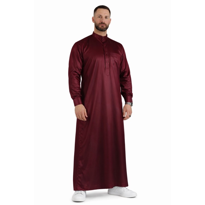 Qamis Saoudien Bordeaux - Satiné Precious