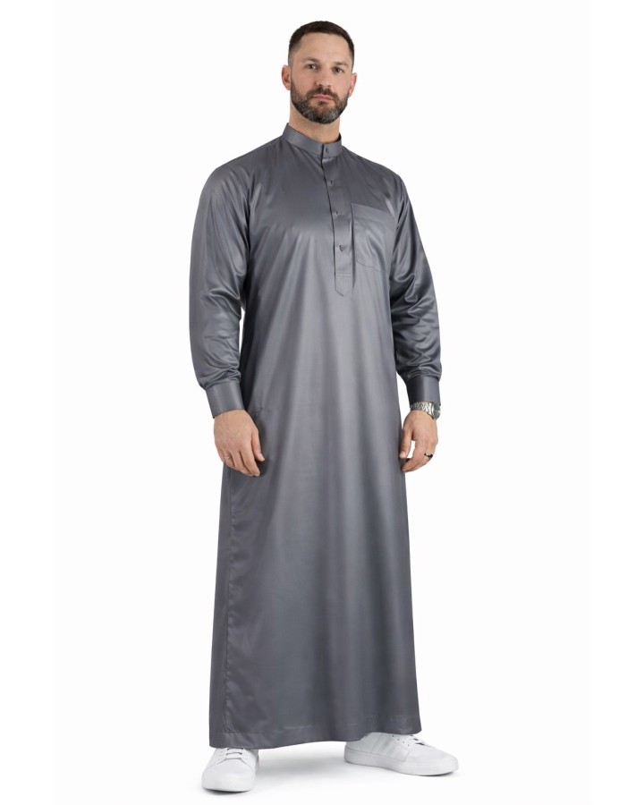Qamis Saoudien Gris Foncé - Satiné Precious