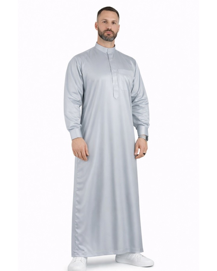 Qamis Saoudien Gris Foncé - Satiné Precious