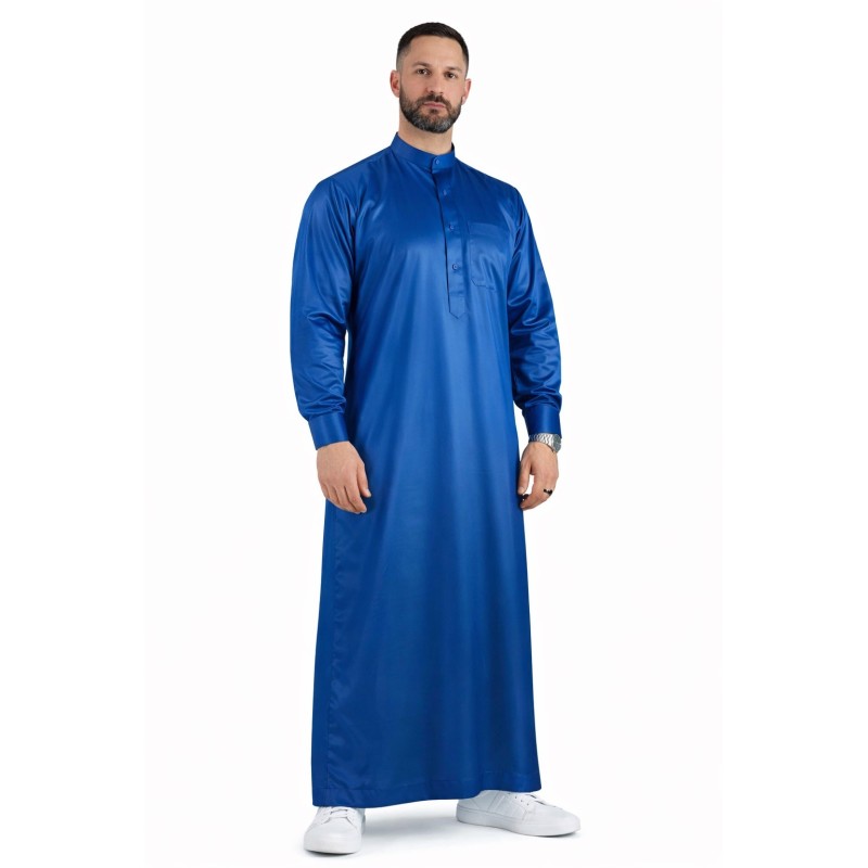 Qamis Saoudien Bleu ciel - Tissu satiné