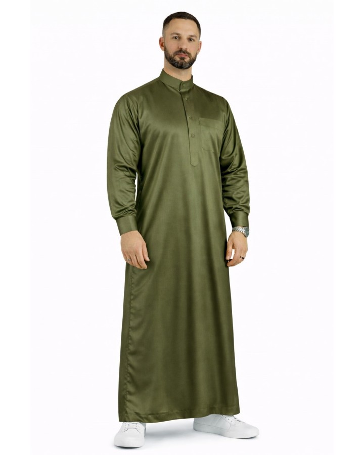 Khaki Saudi Qamis - Satin