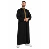 Qamis Sultan Noir / Doré - avec brodure - Coton