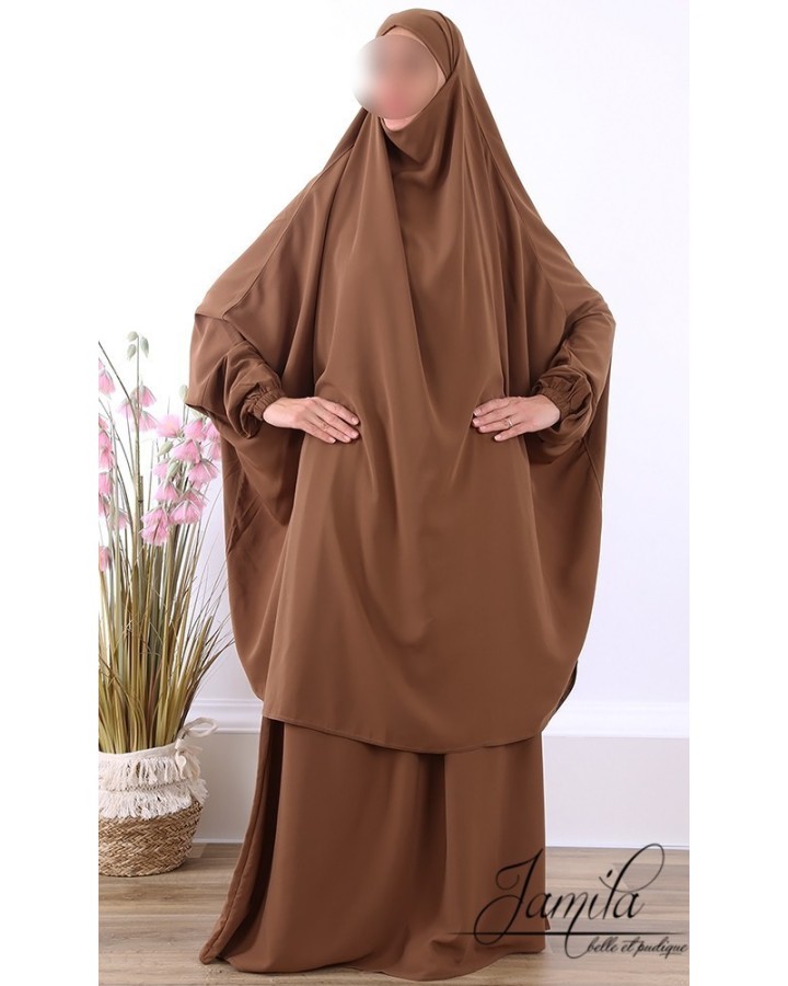 Jilbab 2 peças saia Castanho claro 2569 - microfibra - Jamila