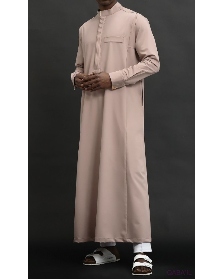 Qamis Long Eminence - Noir broderie Doré - Qabail