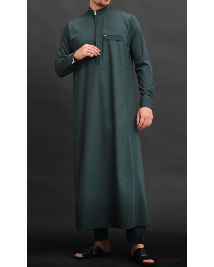 Qamis Long Eminence - Noir broderie Doré - Qabail