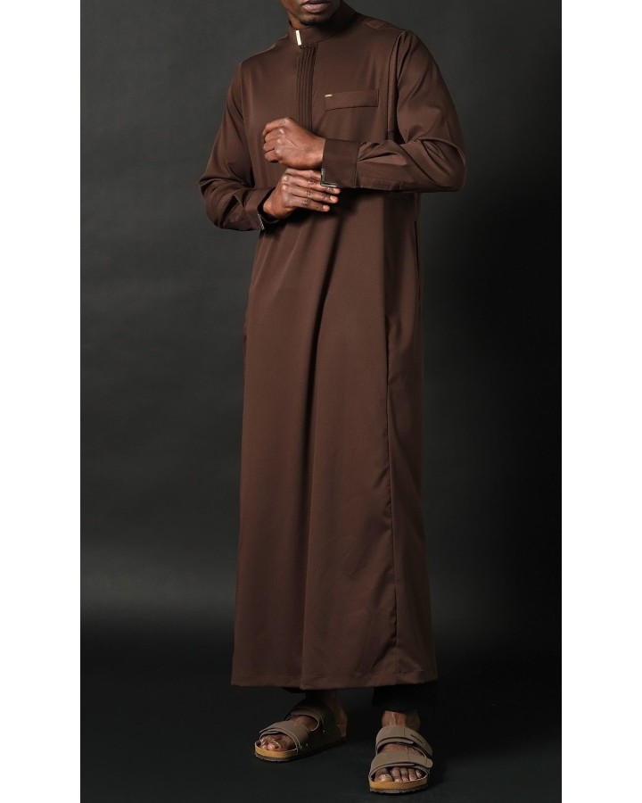 Eminence Long Qamis - Negro con bordado dorado - Qabail