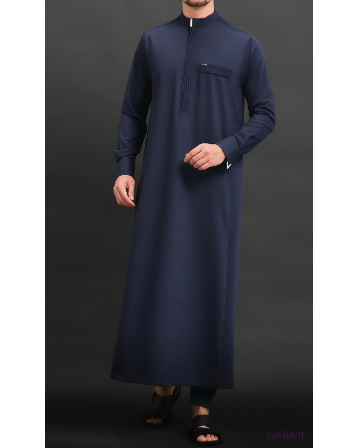Qamis Long Eminence - Schwarz mit Goldstickerei - Qabail