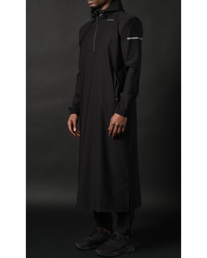 Qamis Long Eminence - Noir broderie Doré - Qabail